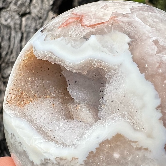 Creamy Flower Agate Sphere With Druzy - Picture 5 of 8